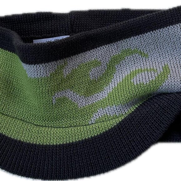 Y2K Green Flames Skater Winter Headband with Mini Cap - Picture 2 of 8